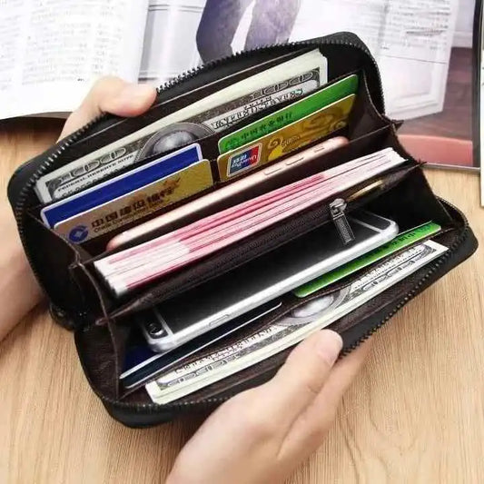 Premium PU Leather Long Zipper Wallet