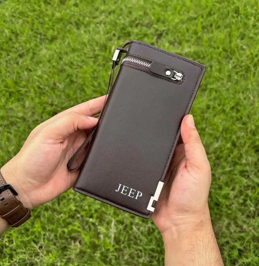 JEEP Premium Leather Zipper Wallet